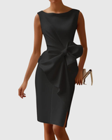 Almudena | Damen Ärmelloses Midikleid mit Schleife in Schwarz