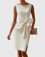 Almudena | Damen Ärmelloses Midikleid mit Schleife in Weiß