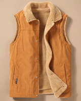 Alwin | Herren Cord Weste mit Kragen und Fleece Innen in Braun
