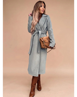 Amadea | Damen Winterjacke mit Taillengürtel, Langarm und Kragen in Himmelblau