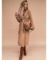 Amadea | Damen Winterjacke mit Taillengürtel, Langarm und Kragen in Khaki