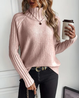 Amalia | Klassischer Damen Rollkragenpullover aus weichem Strick in Rosa