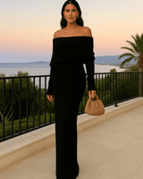 Amara | Damen Maxikleid Fließend Elegant Feminin in Schwarz