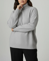 Amelie | Damen Rollkragenpullover für Große Größen mit weichem Strick und Langarm in Grau