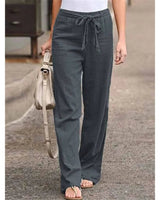 Amelie | Damen Weite Palazzo Hose mit Bindegürtel in Grau