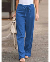 Amelie | Damen Weite Palazzo Hose mit Bindegürtel in Blau