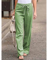 Amelie | Damen Weite Palazzo Hose mit Bindegürtel in Grün
