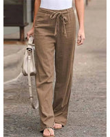 Amelie | Damen Weite Palazzo Hose mit Bindegürtel in Braun