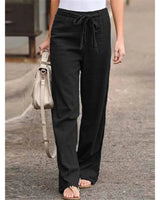 Amelie | Damen Weite Palazzo Hose mit Bindegürtel in Schwarz