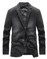 Herren-Jeansjacke im Washed-Look mit Used-Details und zwei Knöpfen – Ivar in Schwarz