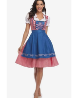 Anastasia | Damen Oktoberfest Trachtenkleid Mit Besonderem Schulter Stil Und Rock Verzierung in Helles Blau