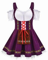 Anastasia | Damen Oktoberfest Trachtenkleid Mit Besonderem Schulter Stil Und Rock Verzierung in Lila