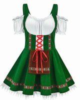 Anastasia | Damen Oktoberfest Trachtenkleid Mit Besonderem Schulter Stil Und Rock Verzierung in Grün