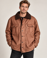 Andreas | Herren Warme Winterjacke mit Sherpa Kragen in Braun