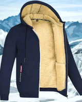 Andreas | Herren Winterjacke mit Fleece Futter und Kapuze in Marineblau