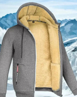 Andreas | Herren Winterjacke mit Fleece Futter und Kapuze in Grau