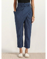Angelika | Damen Freizeit High Waist Hose in Marineblau
