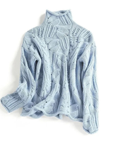 Anita | Damen Langarm Strick Rollkragenpullover in Blau