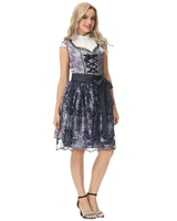 Anja | Damen Oktoberfest Dirndl mit Blumenmuster in Schwarz