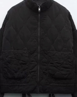 Annabel | Damen Steppjacke mit Stehkragen, Reißverschluss und Taschen in Schwarz