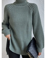 Annegret | Damen Oversized Rollkragenpullover mit Langarm und Weitem Schnitt in Grün