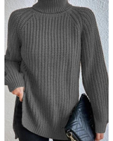 Annegret | Damen Oversized Rollkragenpullover mit Langarm und Weitem Schnitt in Grau