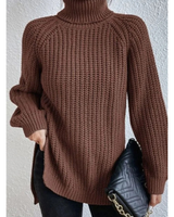 Annegret | Damen Oversized Rollkragenpullover mit Langarm und Weitem Schnitt in Bernstein