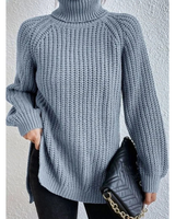 Annegret | Damen Oversized Rollkragenpullover mit Langarm und Weitem Schnitt in Himmelblau