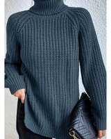 Annegret | Damen Oversized Rollkragenpullover mit Langarm und Weitem Schnitt in Ozeanblau