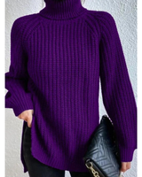 Annegret | Damen Oversized Rollkragenpullover mit Langarm und Weitem Schnitt in Lila