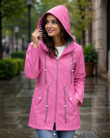 Annelie | Damen Wasserdichte Regenjacke mit Kapuze in Rosa