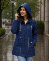 Annelie | Damen Wasserdichte Regenjacke mit Kapuze in Blau