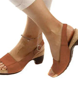 Annika | Damen Keilabsatz Slingback Sandaletten in Braun