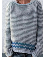 Antonia | Damen Strickpullover mit Muster und Langarm in Blau