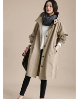 Apollonia | Damen Wasserdichte Regenjacke mit Kapuze, Knöpfen und Taschen in Khaki