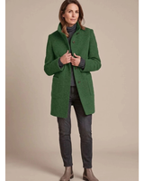 Ariane | Damen Winterjacke mit Stehkragen, Knöpfen und Taschen in Grün