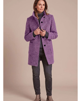 Ariane | Damen Winterjacke mit Stehkragen, Knöpfen und Taschen in Lila