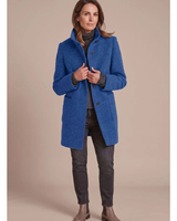 Ariane | Damen Winterjacke mit Stehkragen, Knöpfen und Taschen in Blau