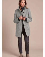 Ariane | Damen Winterjacke mit Stehkragen, Knöpfen und Taschen in Grau