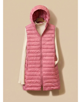 Ariella | Damen Steppjacke mit Kapuze, Reißverschluss und Langem Schnitt in Rosa