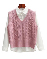 Ärmelloser Pullover mit V-Ausschnitt und gerader Form in Rosa