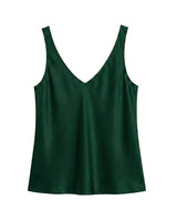 Ärmelloses Damen-Tanktop mit V-Ausschnitt und breiten Trägern in Grün