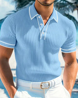 Arvid | Herren Slim Fit Kurzarm Poloshirt in Hellblau