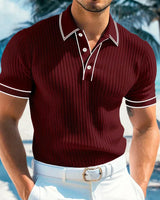 Arvid | Herren Slim Fit Kurzarm Poloshirt in Weinrot