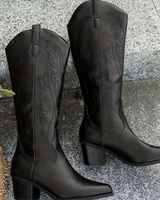Asil | Damen Schwarze Orthopädische Westernstiefel mit extra weitem Schaft in Schwarz