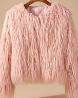 Asta | Damen Kunstpelzmantel mit Langarm und Fell in Rosa
