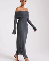 Astella | Damen Paillettenkleid Party Festlich Glamourös in Grau