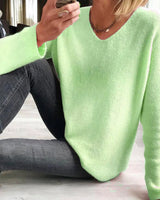 Astrid | Damen V-Ausschnitt Pullover Langarm in Grün