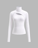 Valentina | Rollkragen Cut-Out Top in Weiß