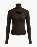 Valentina | Rollkragen Cut-Out Top in Braun